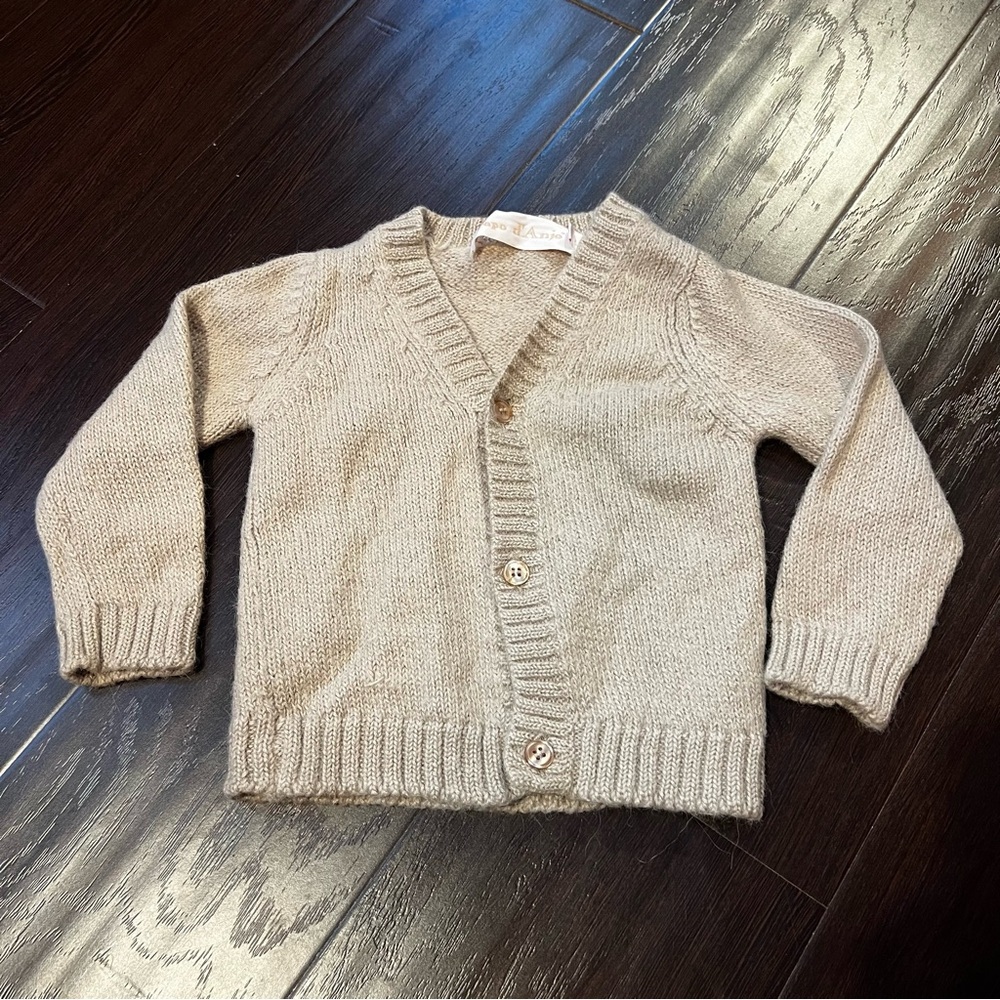 Papo d'Anjo Tan Knit Cardigan 100% Alpaca 2T Baby